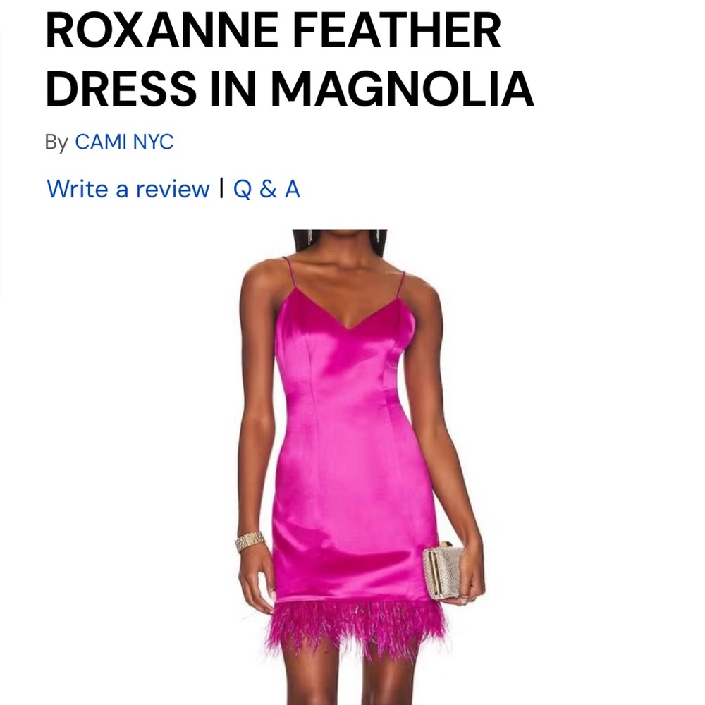 Cami NYC Fuchsia Mini Dress with Feather Trim